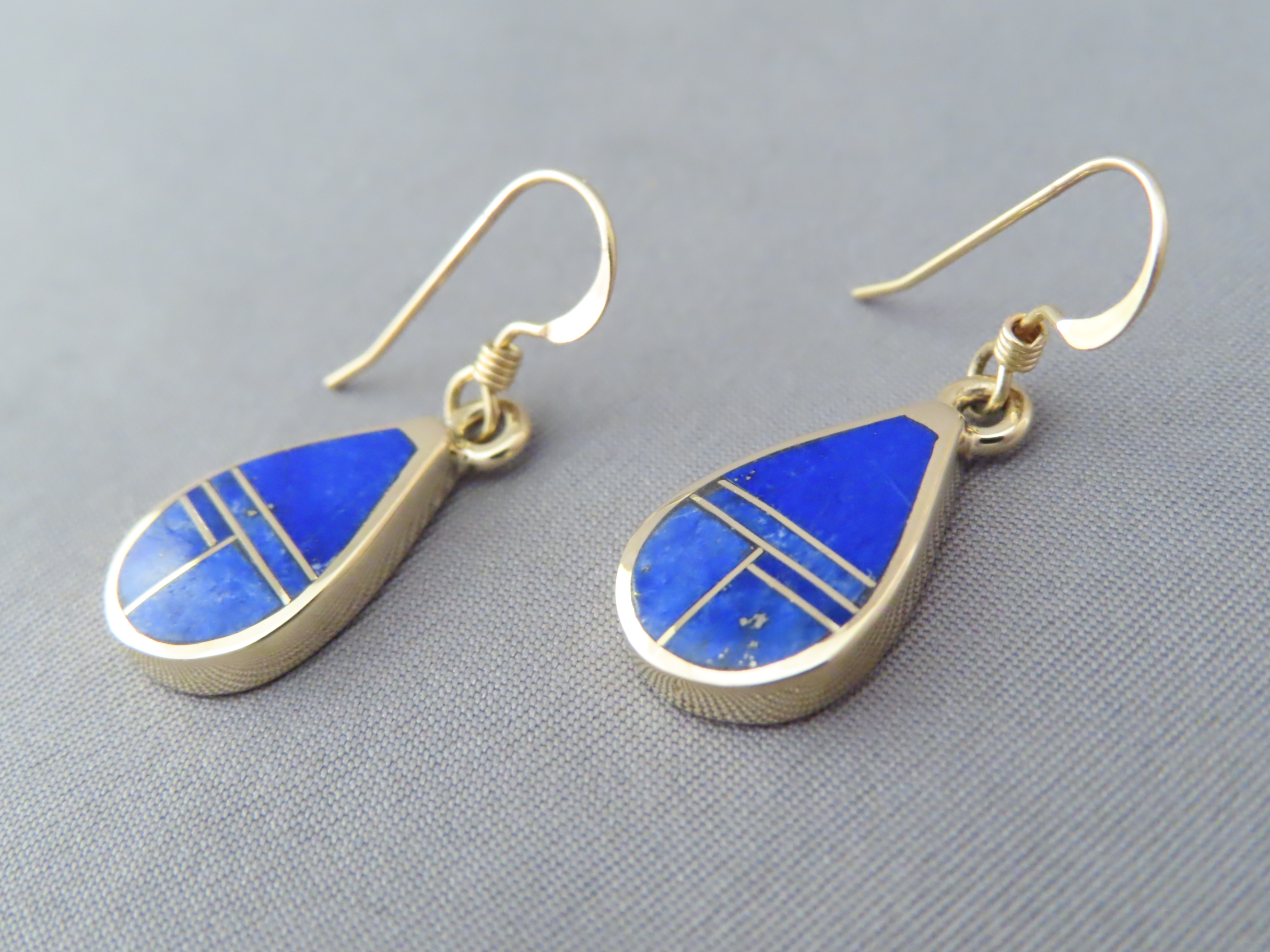 Gold & Lapis Inlay Earrings – Teardrops