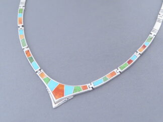 Colorful Multi-Stone Inlay Necklace