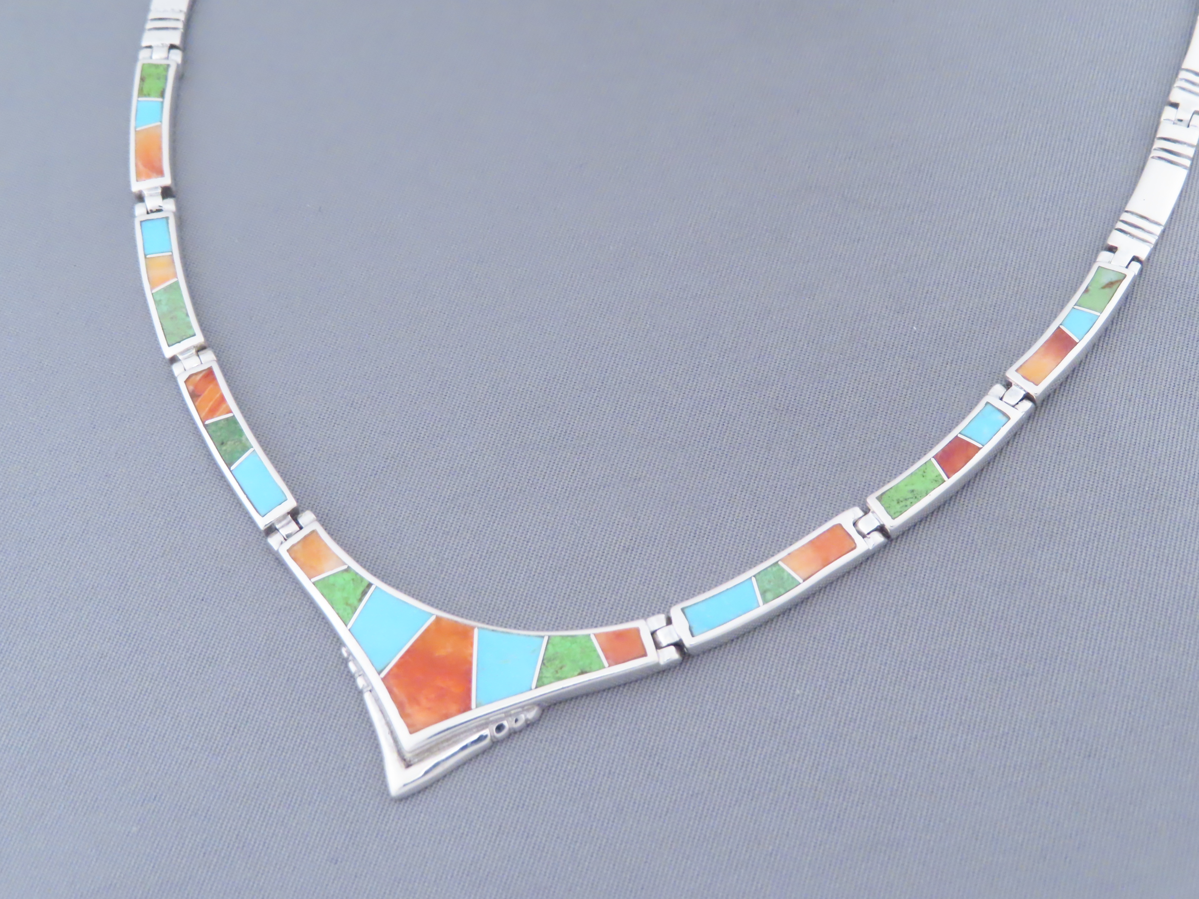 Colorful Multi-Stone Inlay Necklace