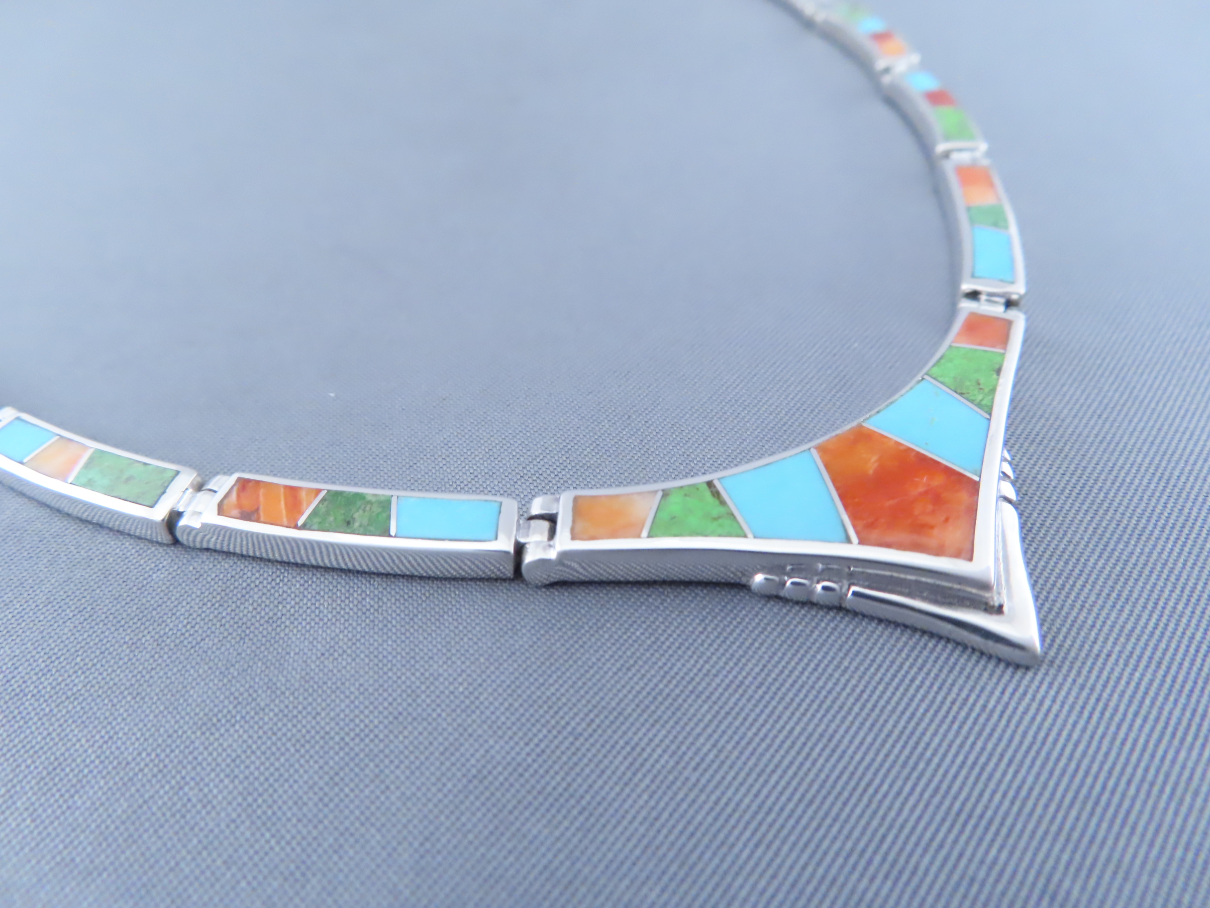 Colorful Multi-Stone Inlay Necklace