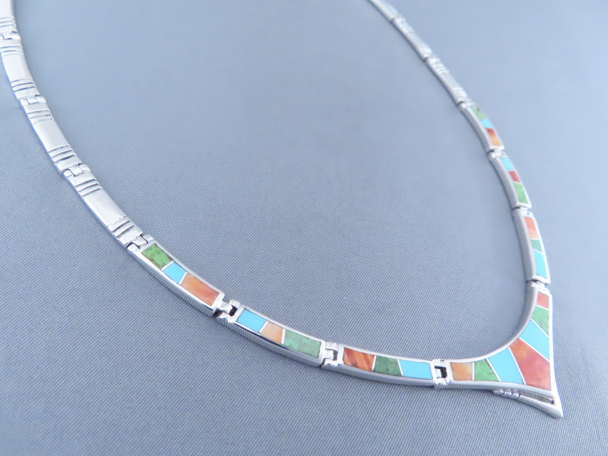 Colorful Multi-Stone Inlay Necklace