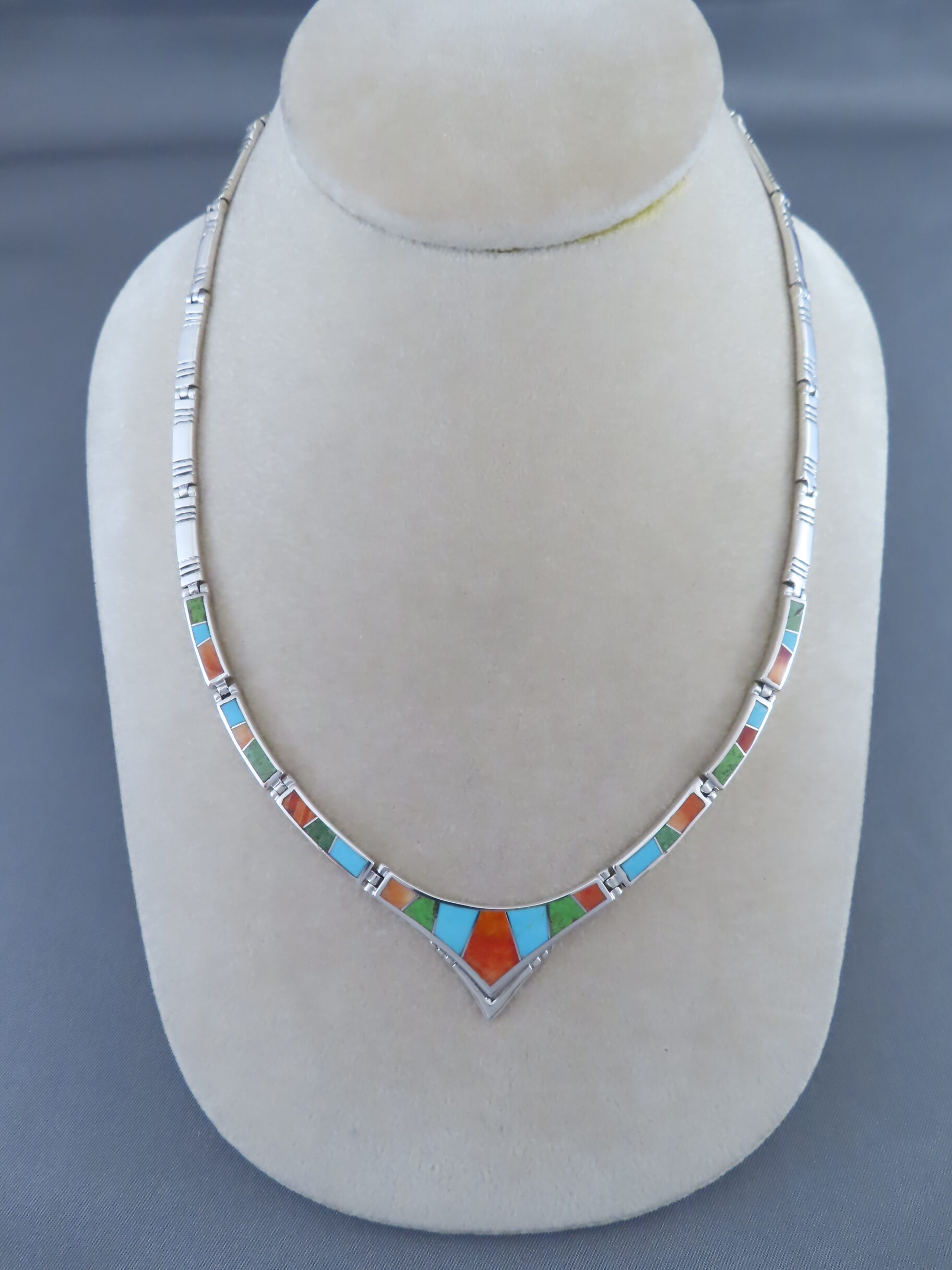 Colorful Multi-Stone Inlay Necklace