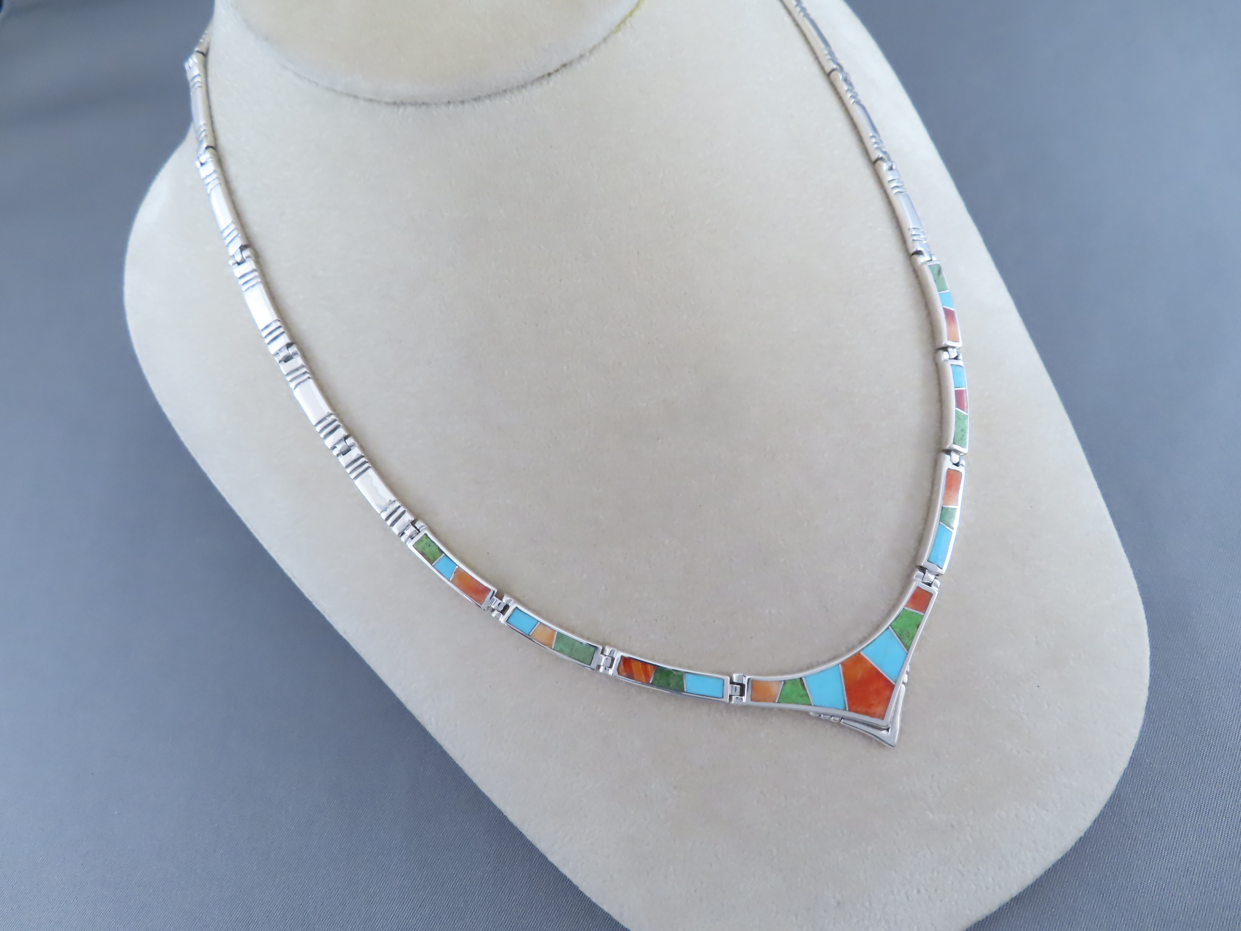 Colorful Multi-Stone Inlay Necklace