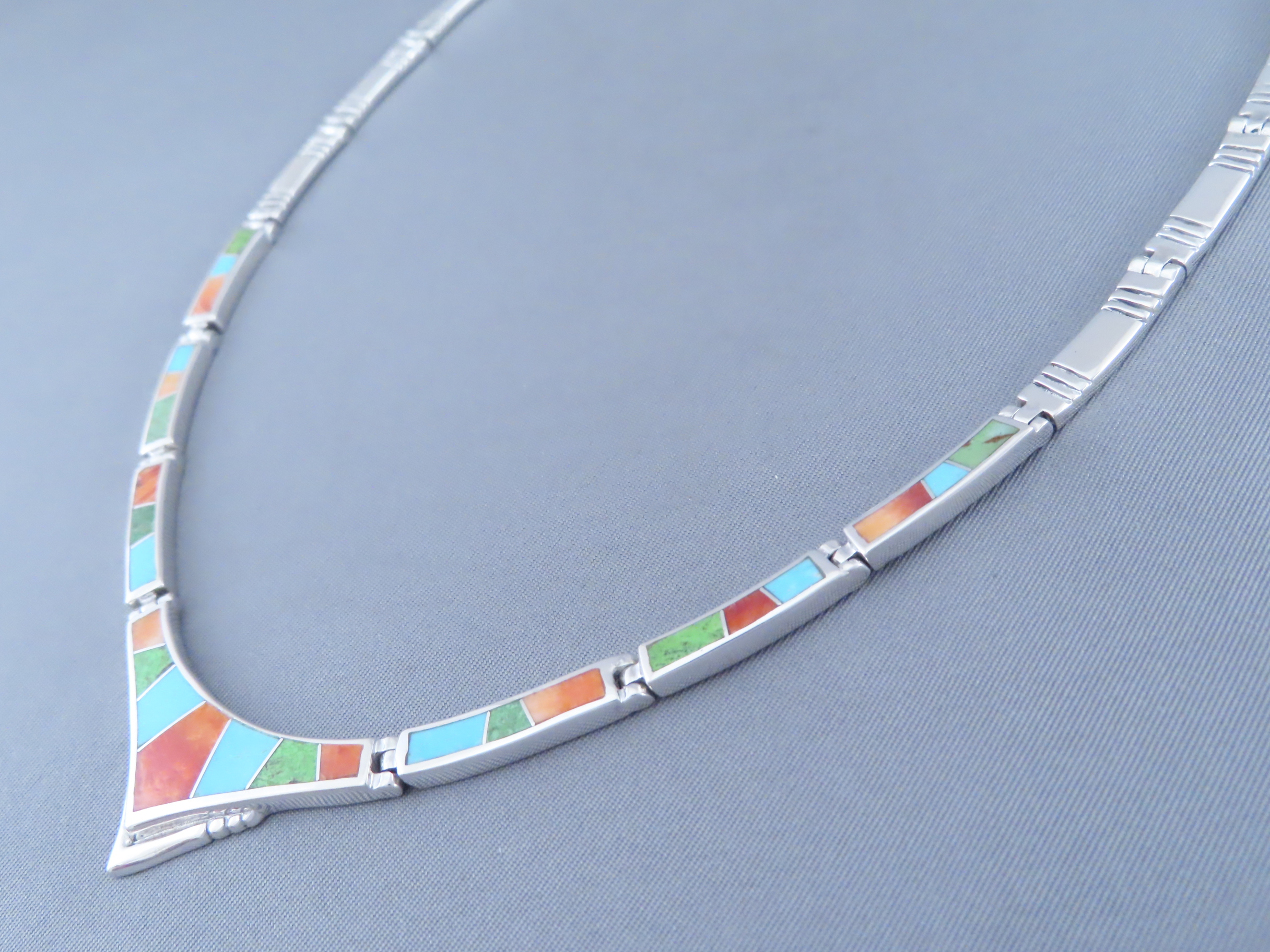 Colorful Multi-Stone Inlay Necklace