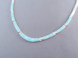 Turquoise Inlay Necklace in Sterling Silver