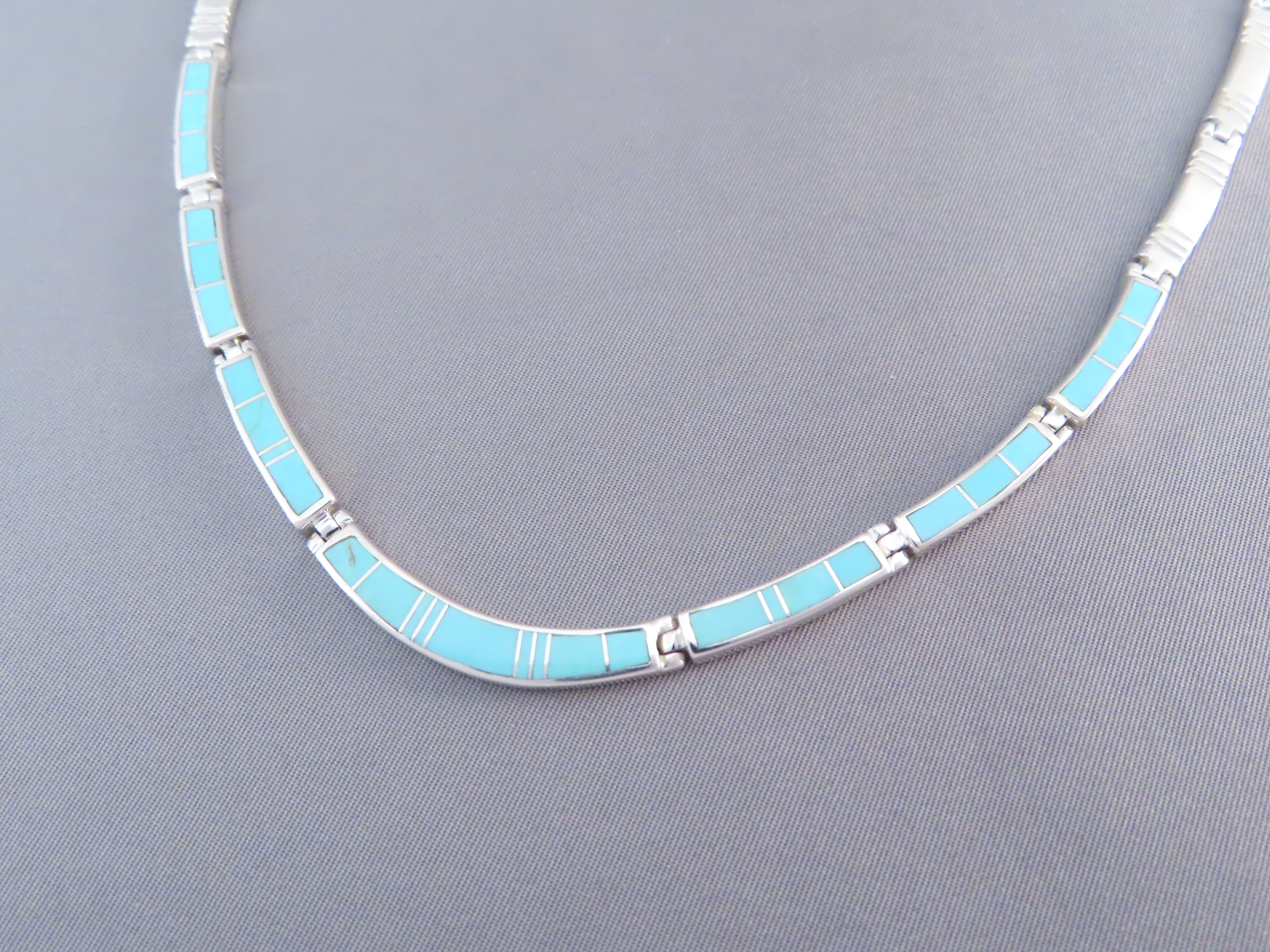 Turquoise Inlay Necklace in Sterling Silver
