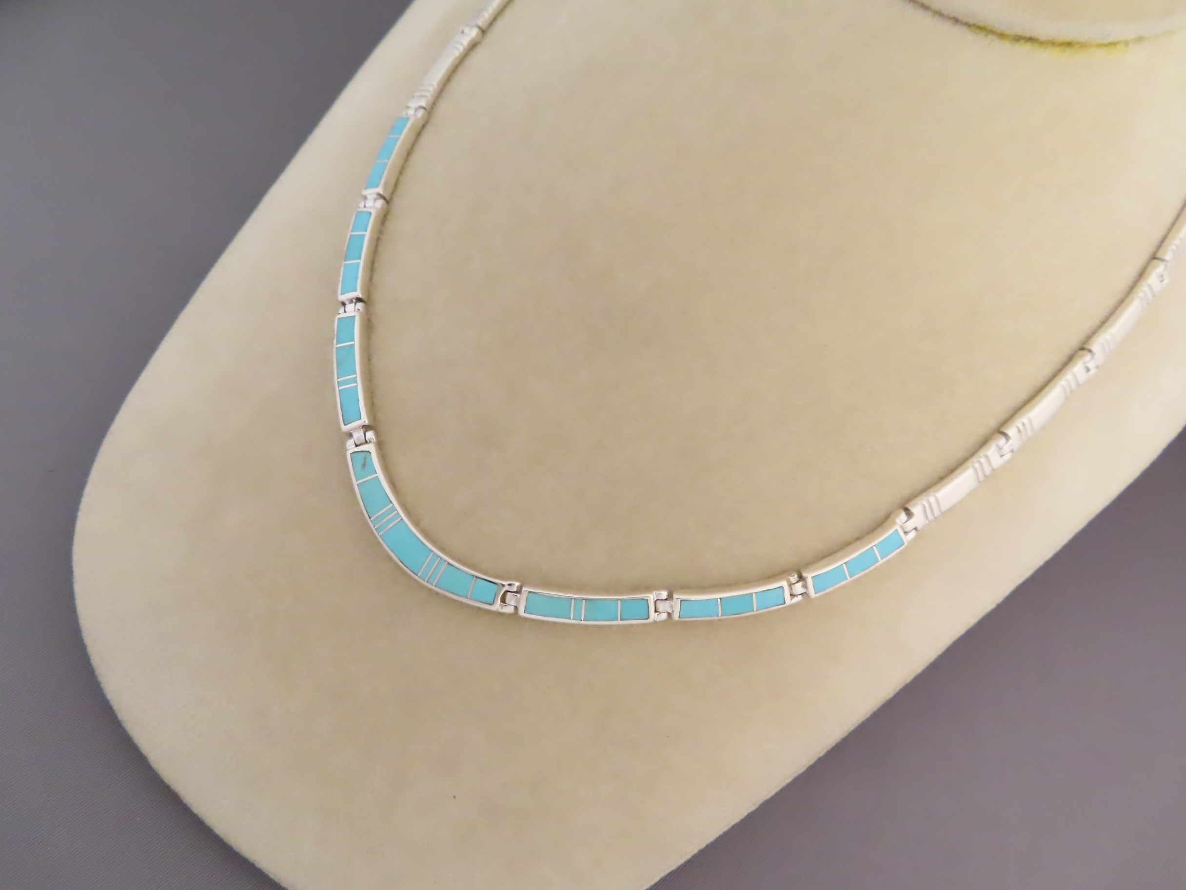 Turquoise Inlay Necklace in Sterling Silver