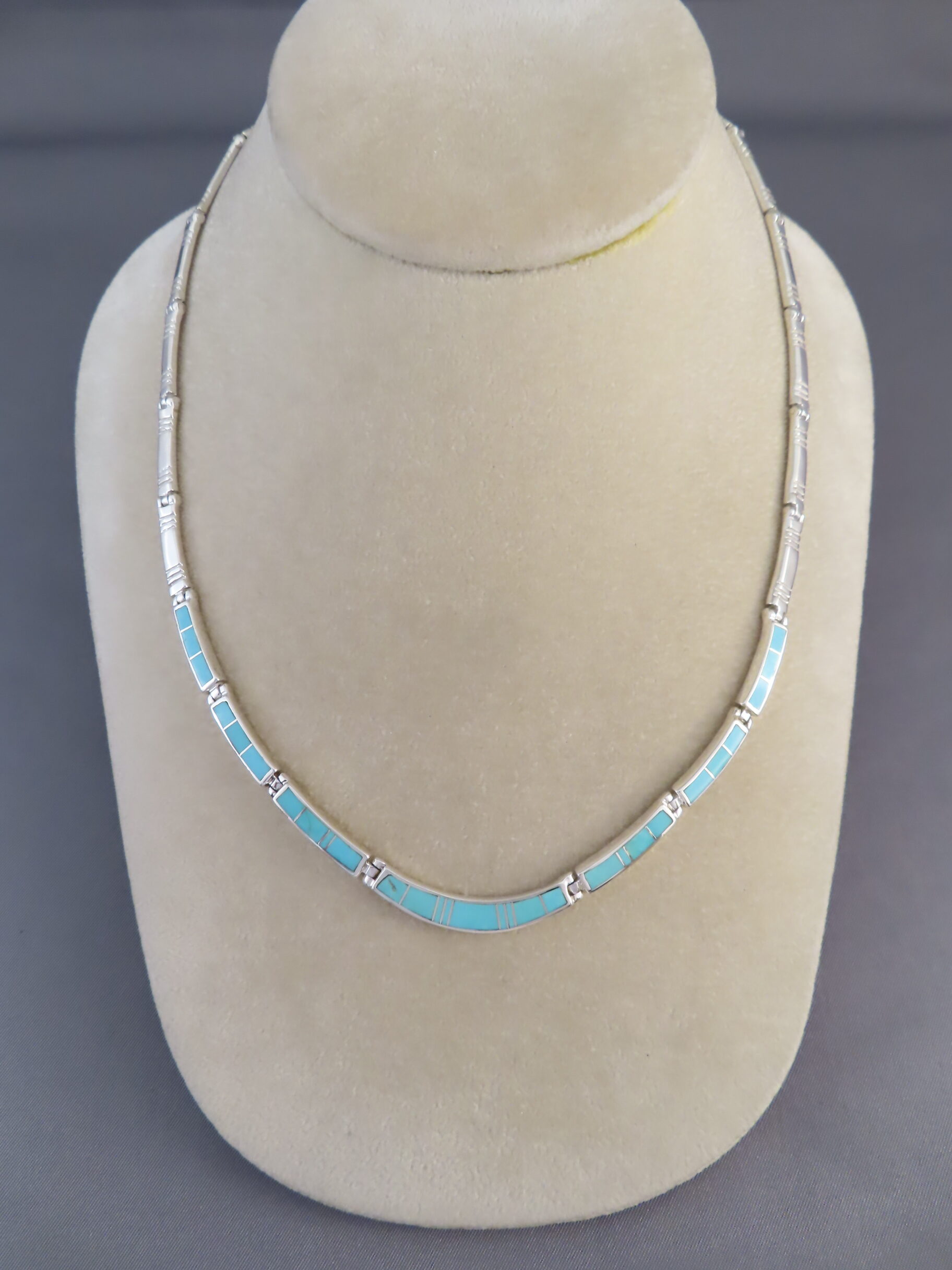 Turquoise Inlay Necklace in Sterling Silver