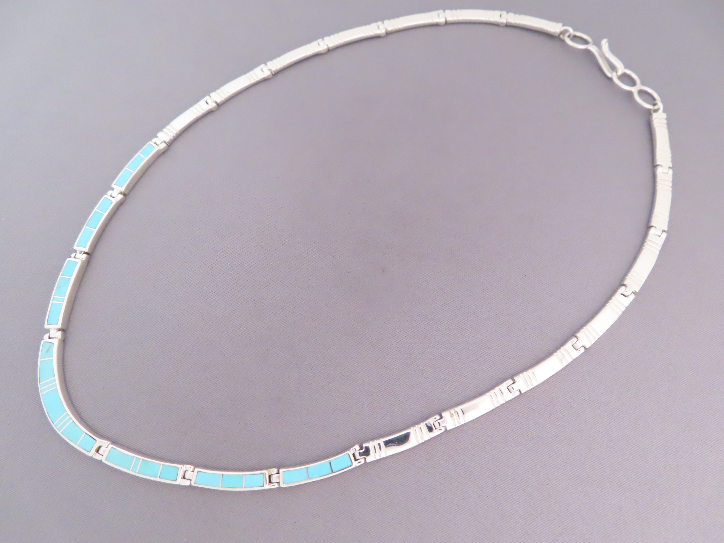 Turquoise Inlay Necklace in Sterling Silver