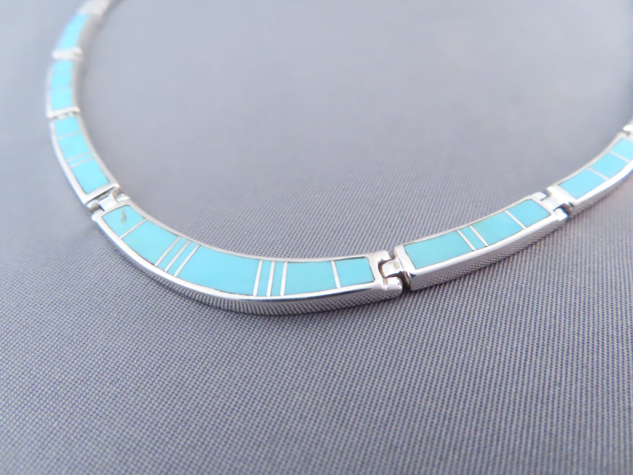 Turquoise Inlay Necklace in Sterling Silver