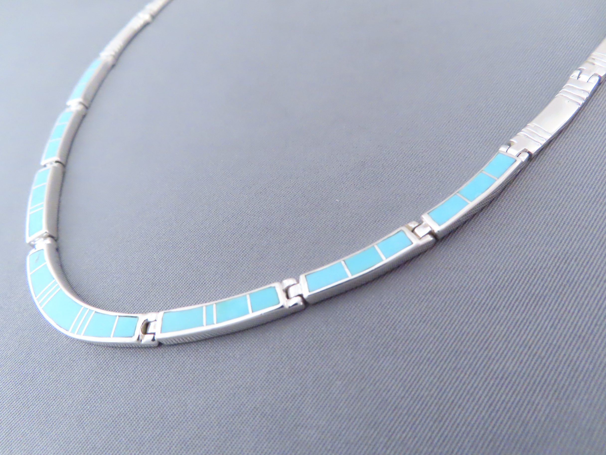Turquoise Inlay Necklace in Sterling Silver