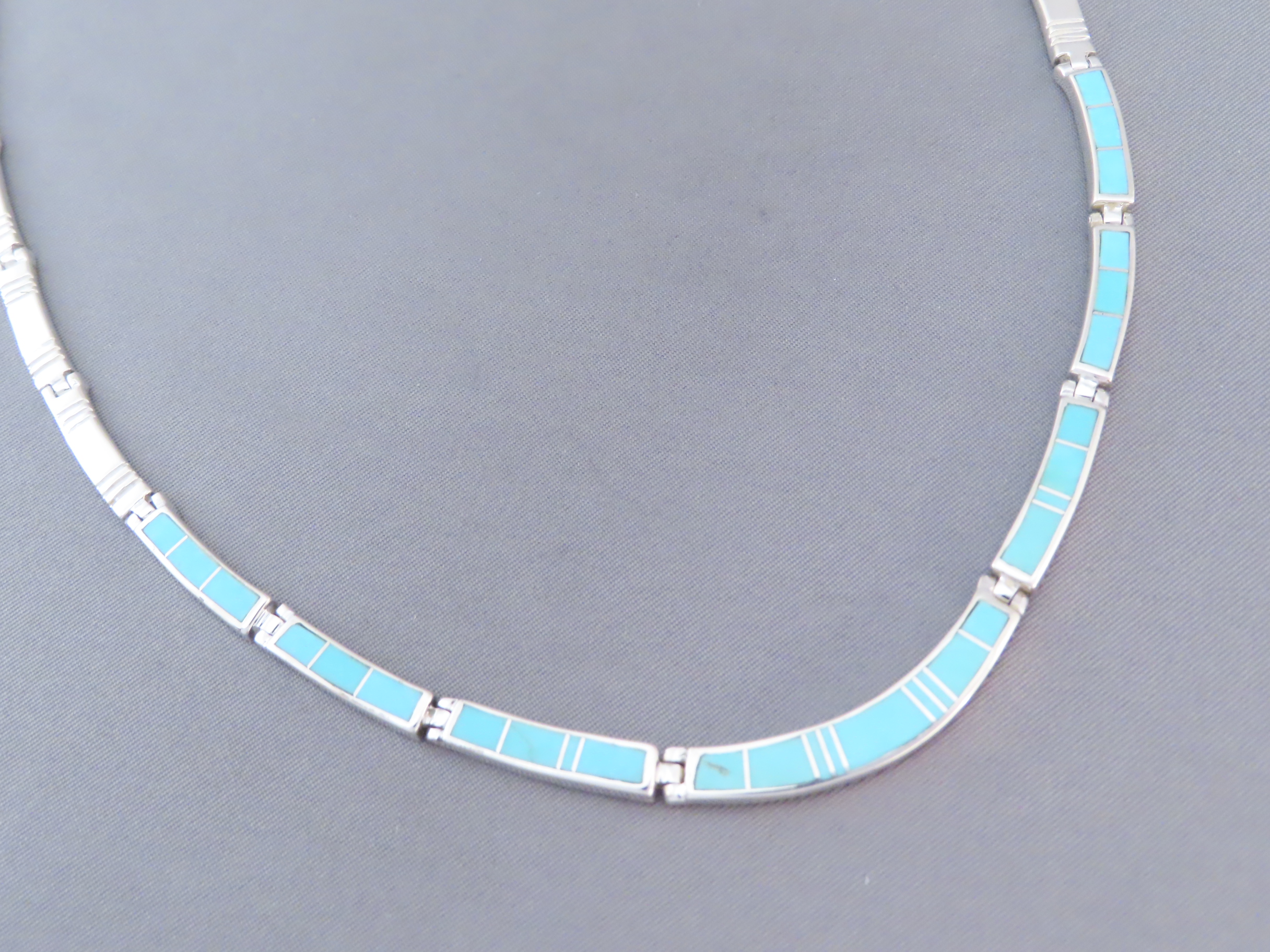 Turquoise Inlay Necklace in Sterling Silver