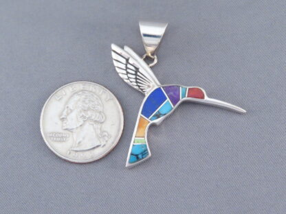 HUMMINGBIRD Pendant with Multi-Color Inlay