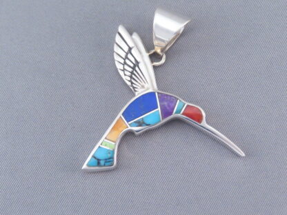 HUMMINGBIRD Pendant with Multi-Color Inlay