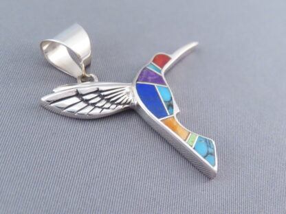 HUMMINGBIRD Pendant with Multi-Color Inlay