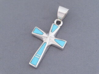 Turquoise Inlay Cross Pendant