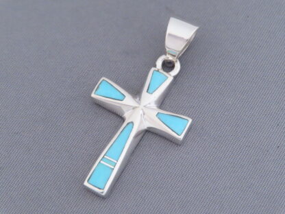 Turquoise Inlay Cross Pendant