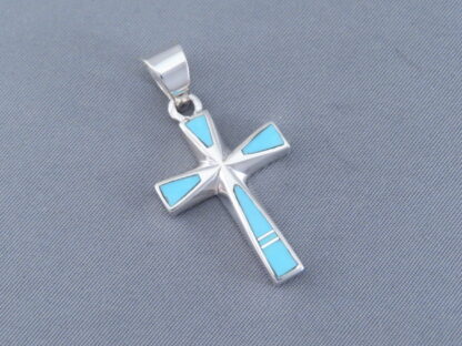 Turquoise Inlay Cross Pendant