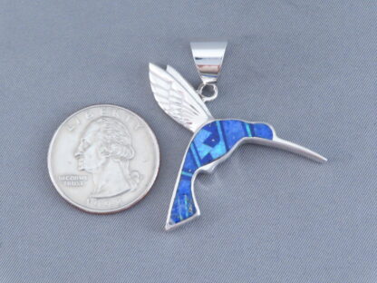 HUMMINGBIRD Pendant with Lapis & Opal Inlay