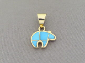 Gold & Turquoise Bear Pendant