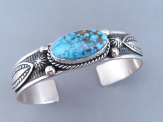 Sterling Silver & Kingman Turquoise Bracelet by Albert Jake (Large Size!)