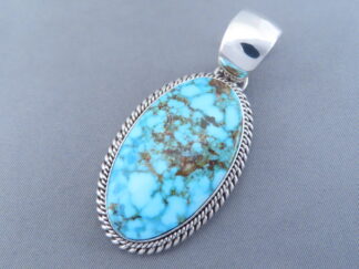 Oval Kingman Turquoise Pendant in Sterling Silver