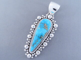 Kingman Turquoise Pendant by Artie Yellowhorse in Sterling Silver