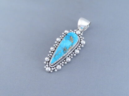 Kingman Turquoise Pendant by Artie Yellowhorse in Sterling Silver