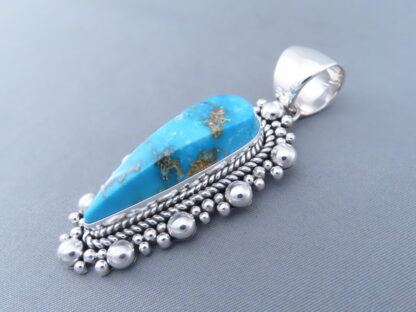 Kingman Turquoise Pendant by Artie Yellowhorse in Sterling Silver