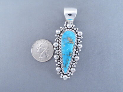 Kingman Turquoise Pendant by Artie Yellowhorse in Sterling Silver