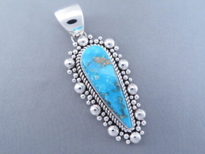 Kingman Turquoise Pendant by Artie Yellowhorse in Sterling Silver