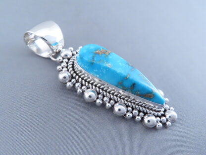 Kingman Turquoise Pendant by Artie Yellowhorse in Sterling Silver