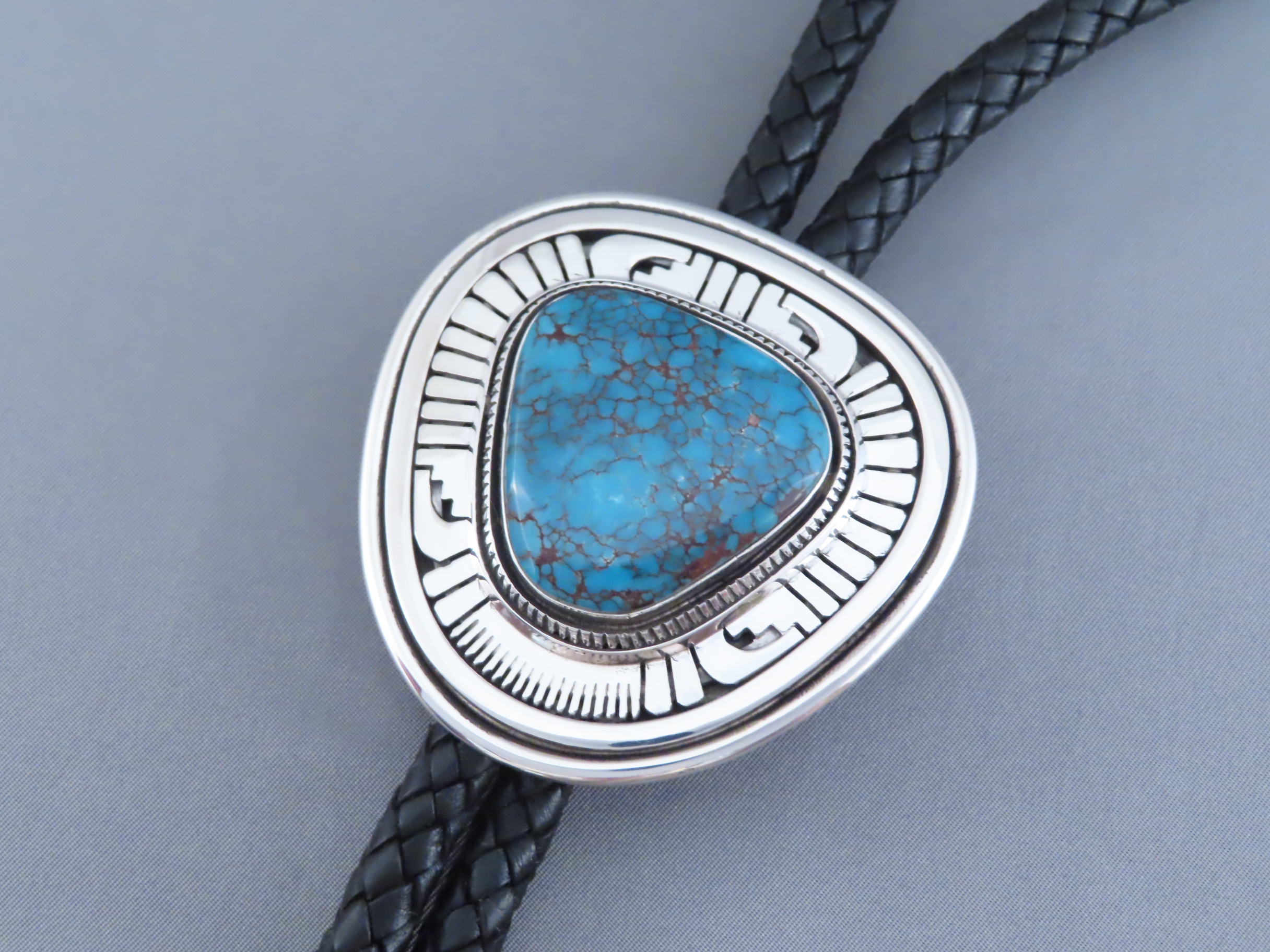 Red Mountain Turquoise Bolo Tie by Leonard Nez (Large)