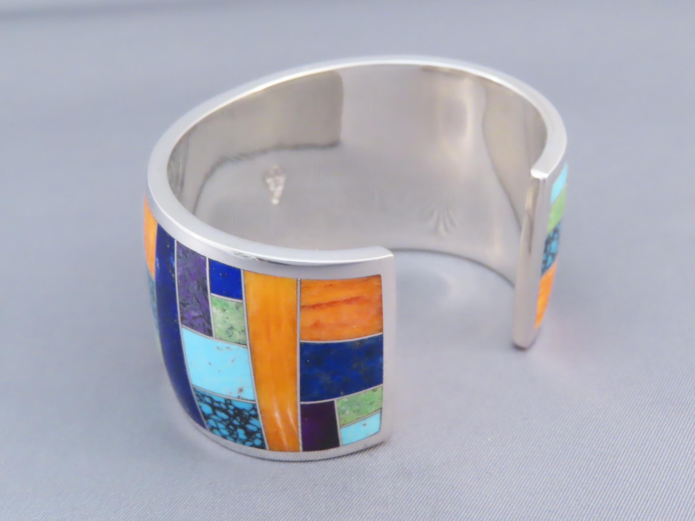Inlaid Multi-Color Cuff Bracelet (Wide)