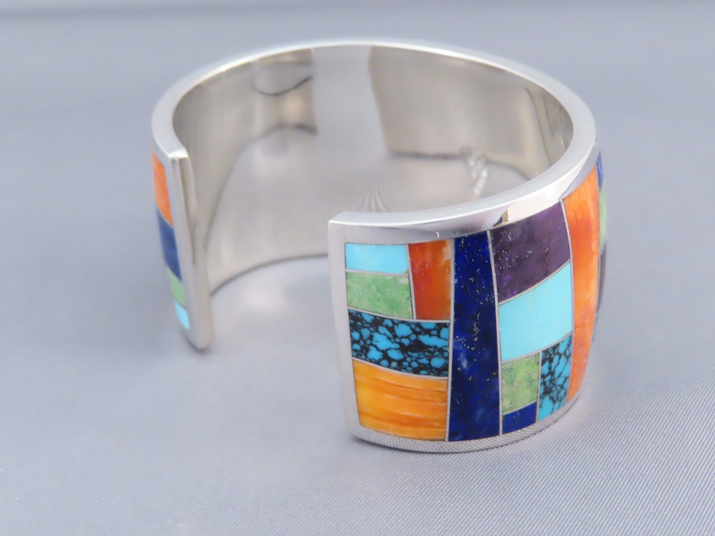 Inlaid Multi-Color Cuff Bracelet (Wide)