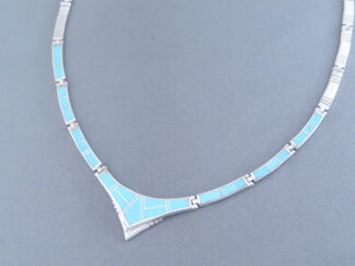 Sterling Silver & Turquoise Inlay Necklace