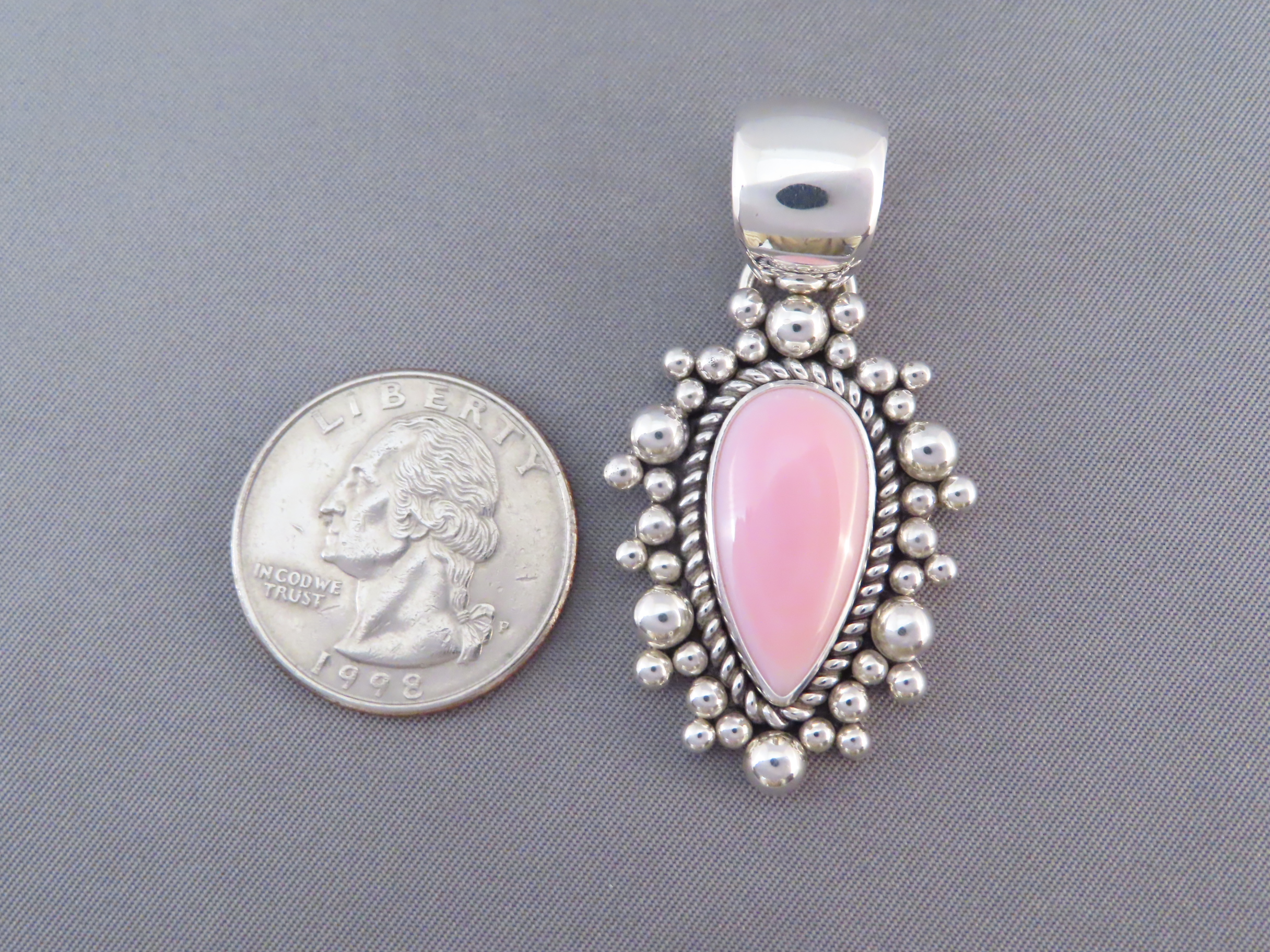 Pink Conch Shell Pendant by Artie Yellowhorse