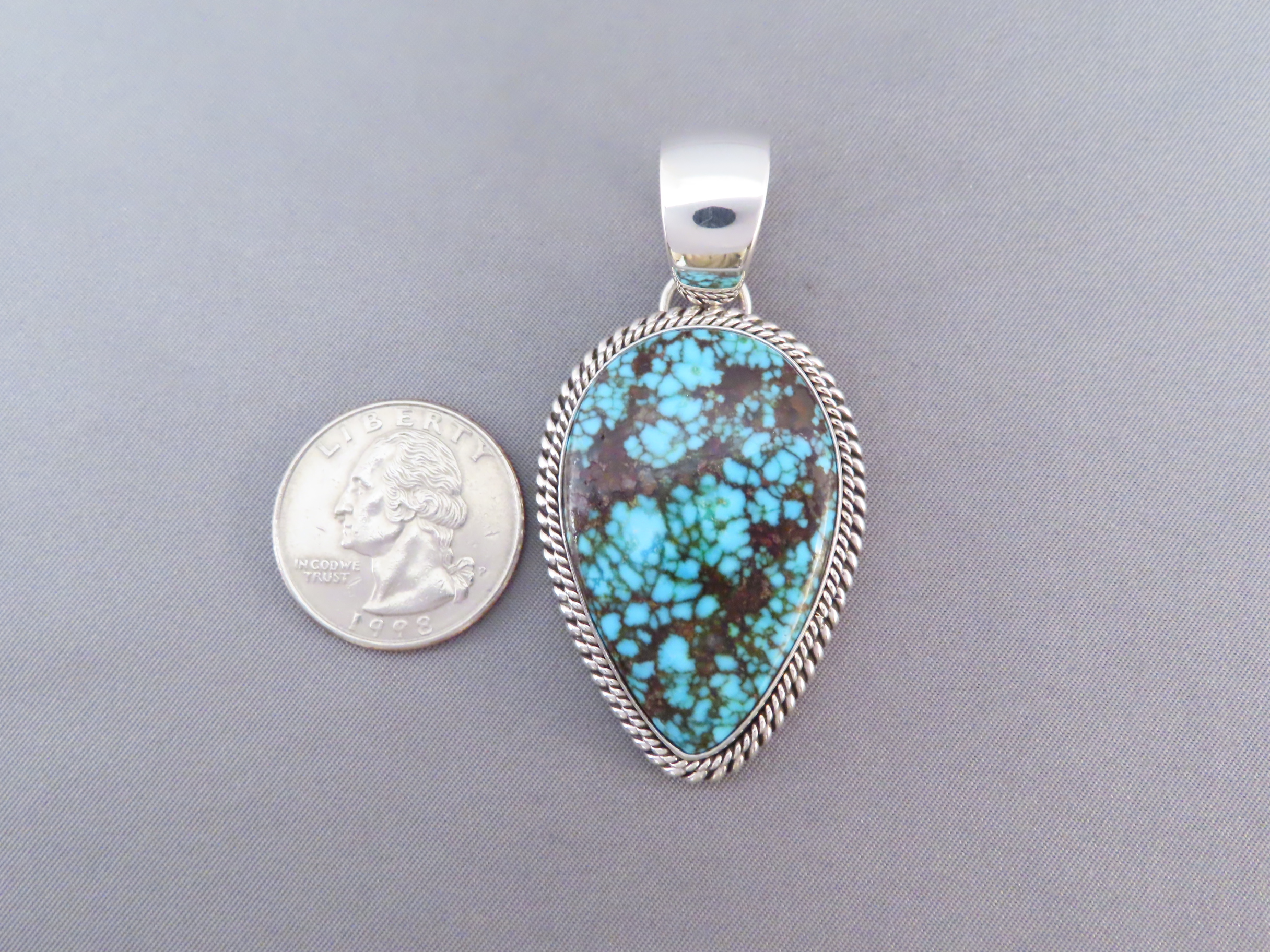 Kingman Turquoise Pendant by Artie Yellowhorse (Navajo)