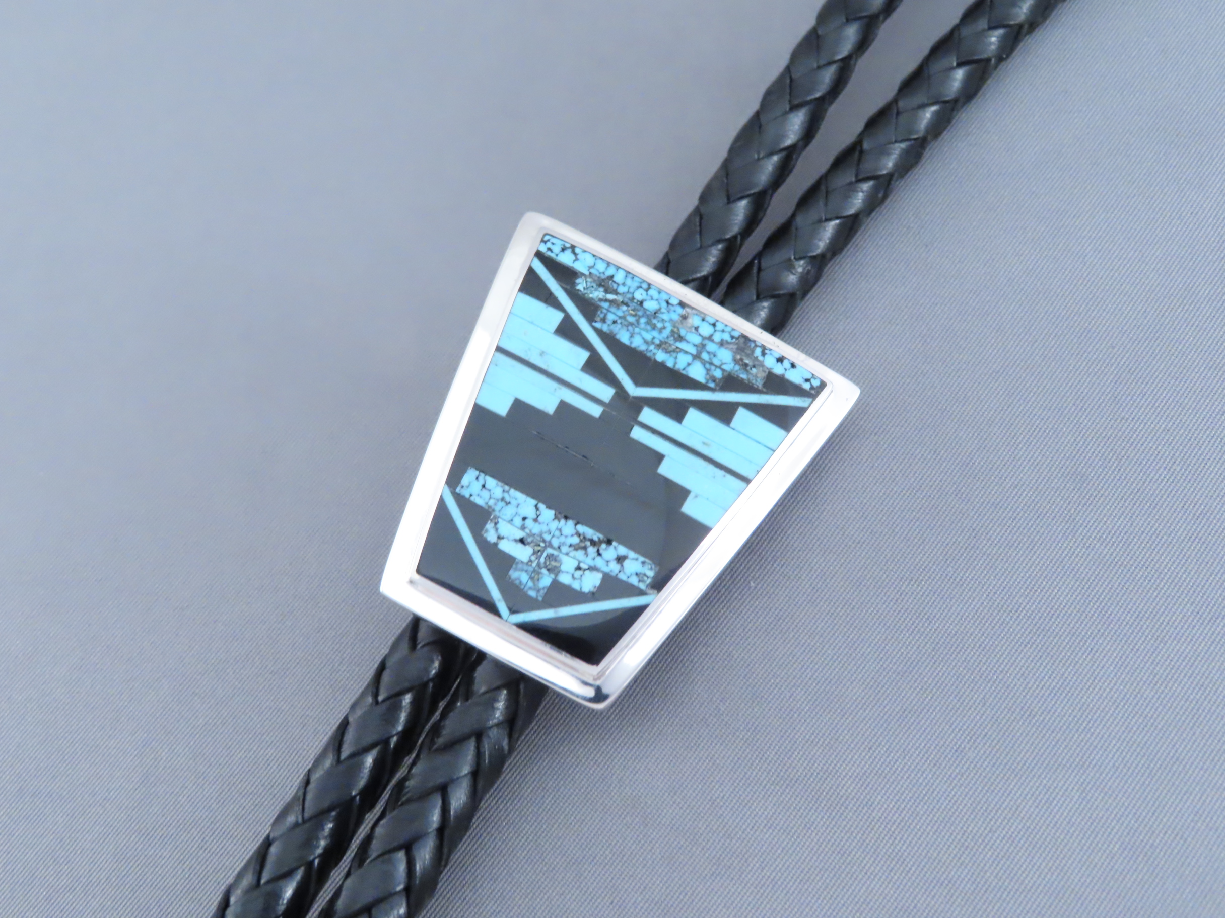 Black Jade & Turquoise Inlay Bolo Tie – FINE INLAY