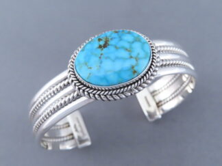 Buy Western Jewelry - Cuff Bracelet with Kingman Turquoise by Native American jeweler, Artie Yellowhorse FOR SALE $595-
