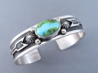 Shop Native American Jewelry - Narrower Sonoran Turquoise Bracelet by Navajo Indian jeweler, Albert Jake $650- FOR SALE