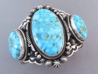 Sterling Cuff Bracelet with Turquoise by Aaron Toadlena