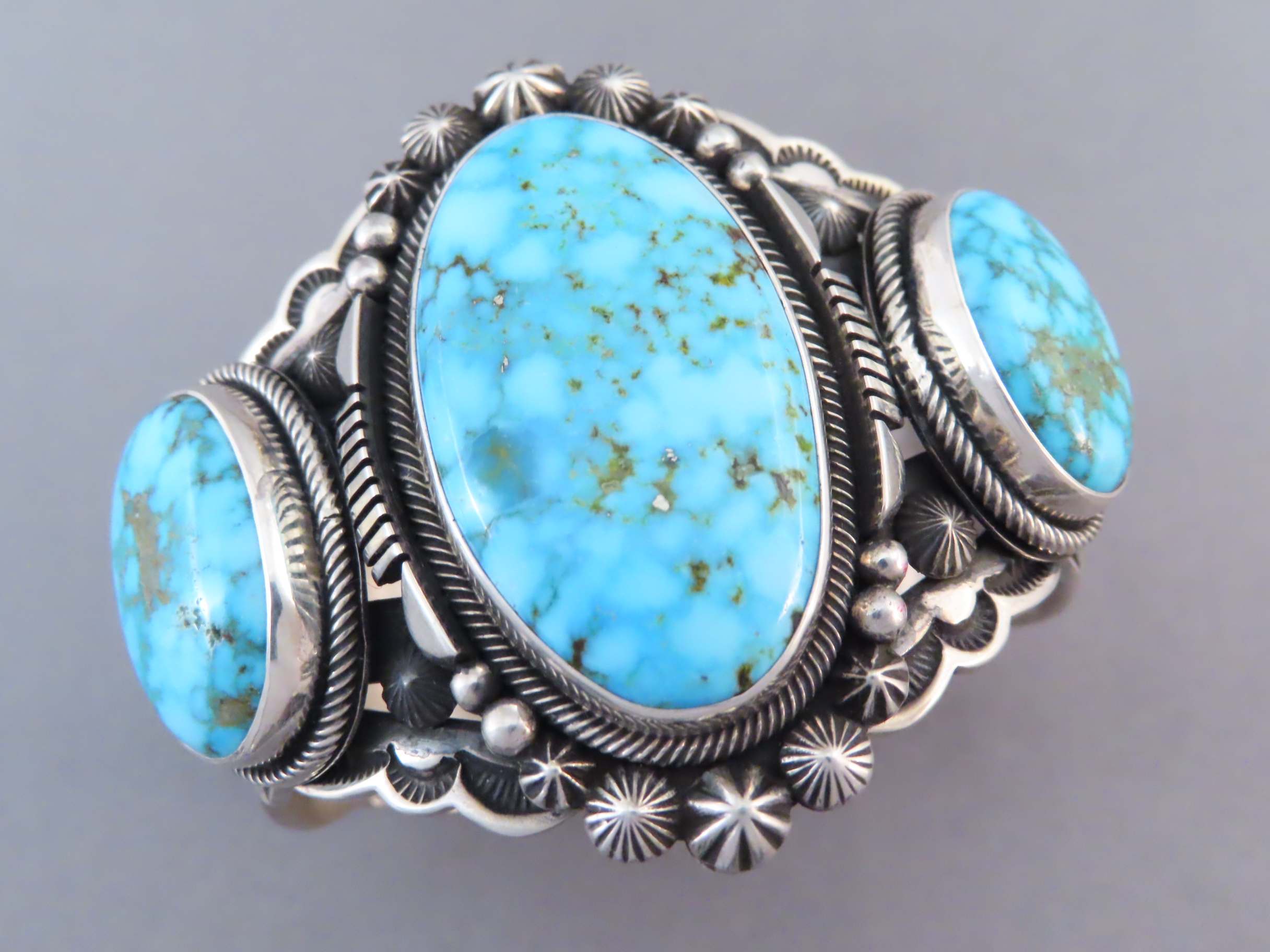 Sterling Cuff Bracelet with Turquoise by Aaron Toadlena