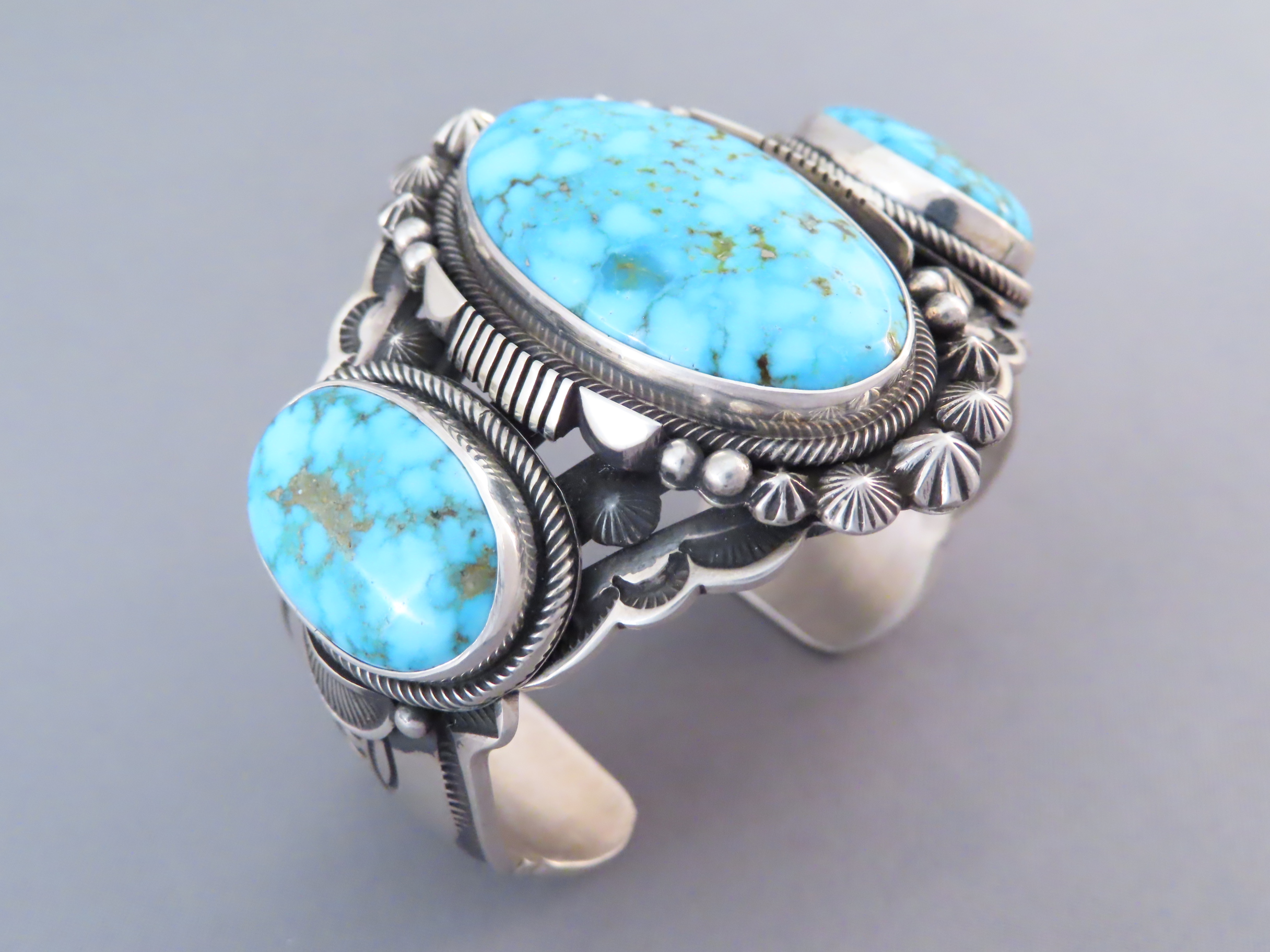 Sterling Cuff Bracelet with Turquoise by Aaron Toadlena