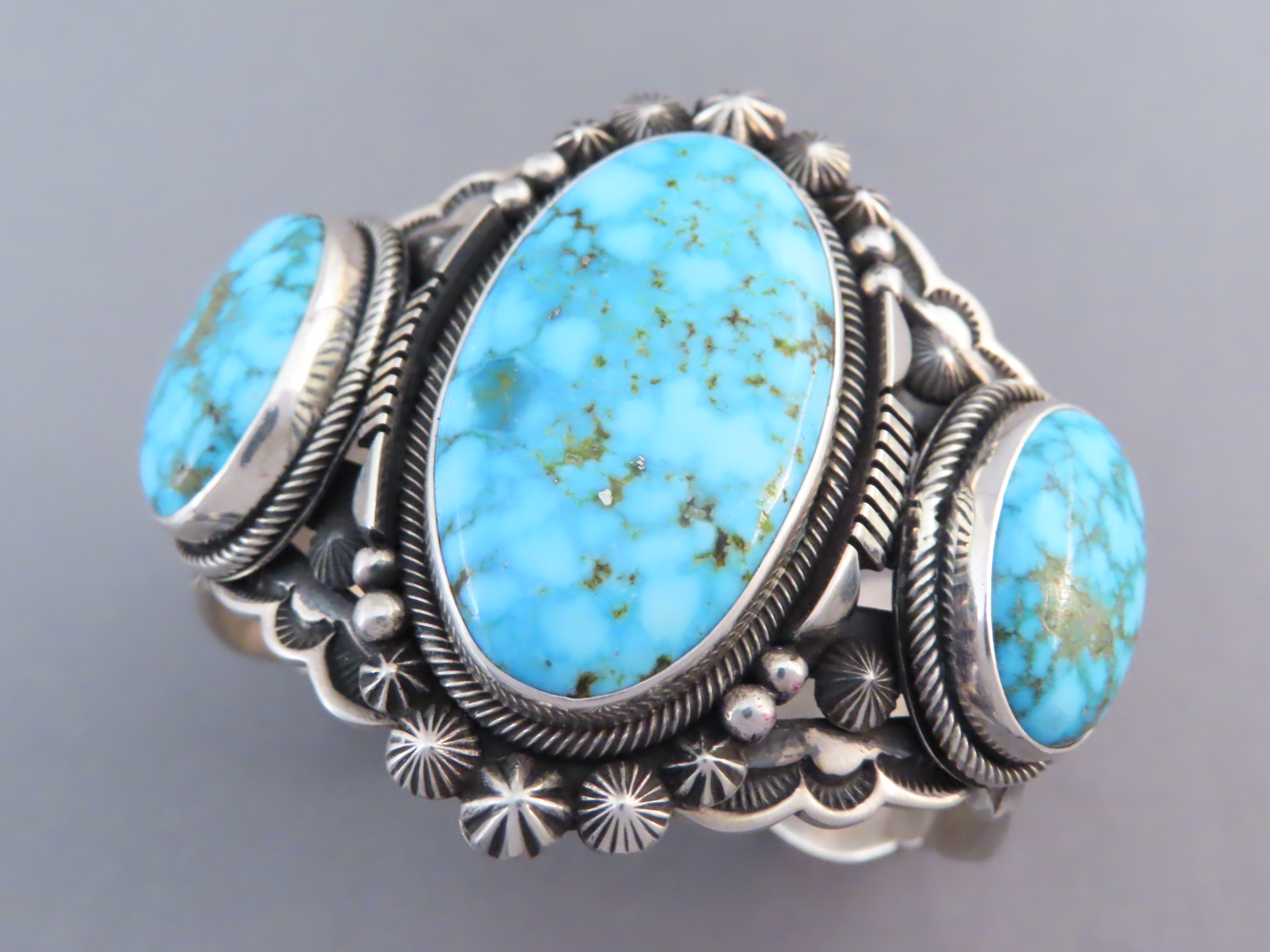 Sterling Cuff Bracelet with Turquoise by Aaron Toadlena