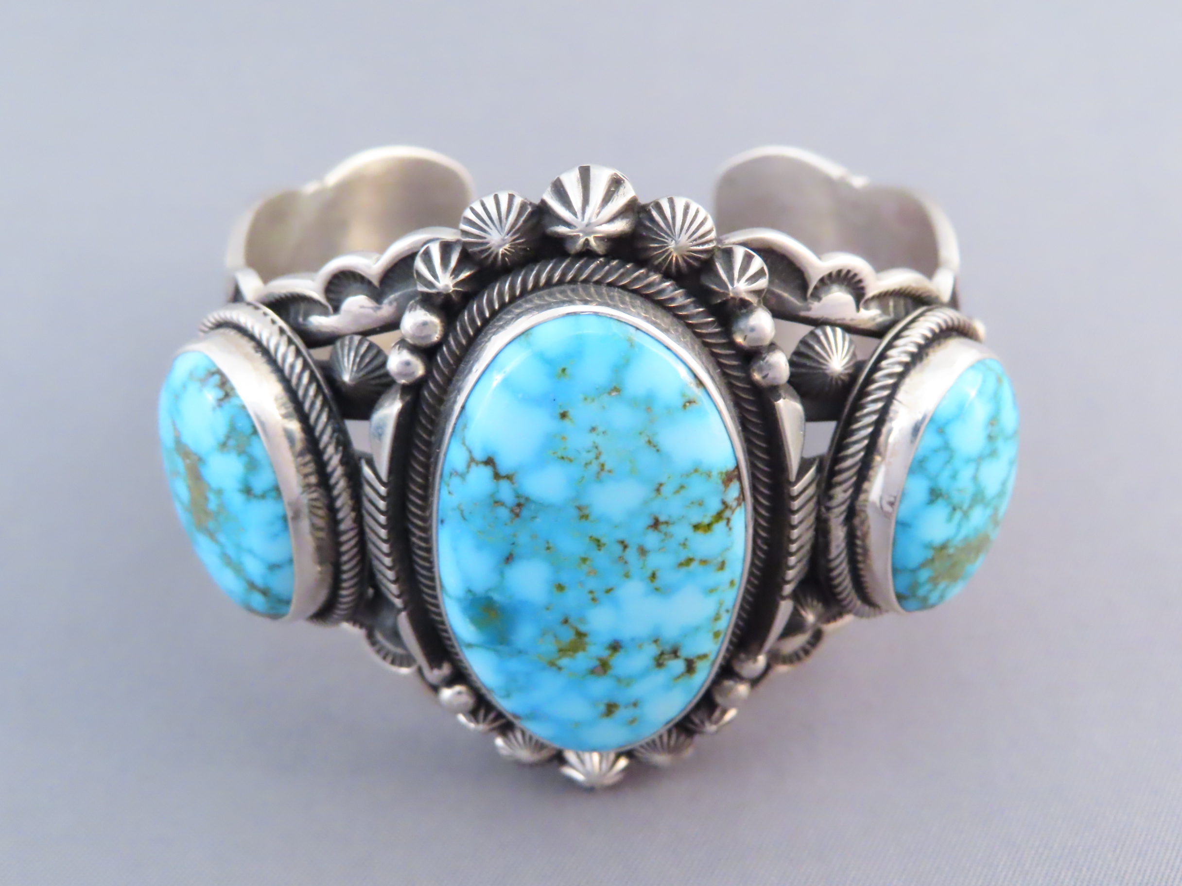 Sterling Cuff Bracelet with Turquoise by Aaron Toadlena