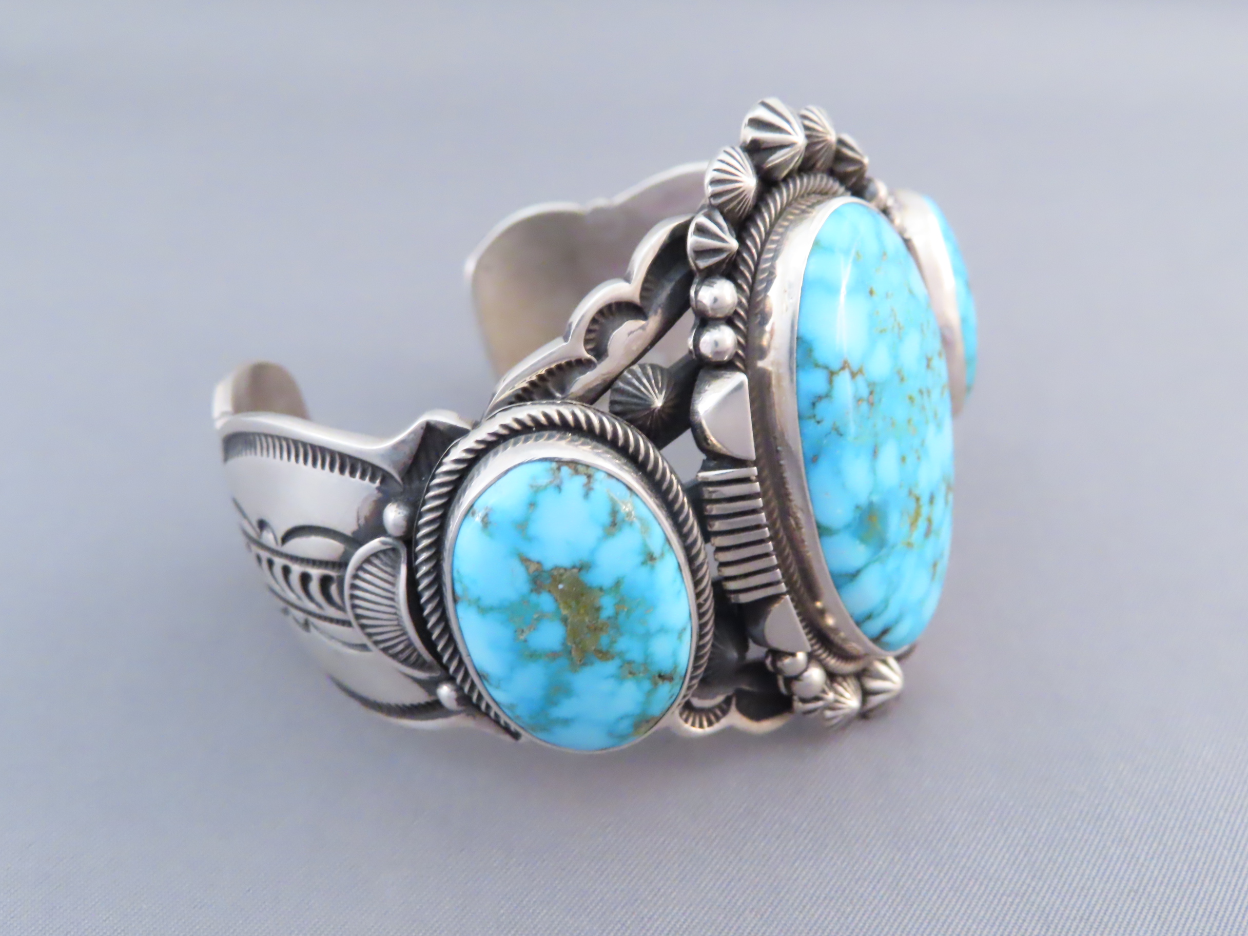 Sterling Cuff Bracelet with Turquoise by Aaron Toadlena