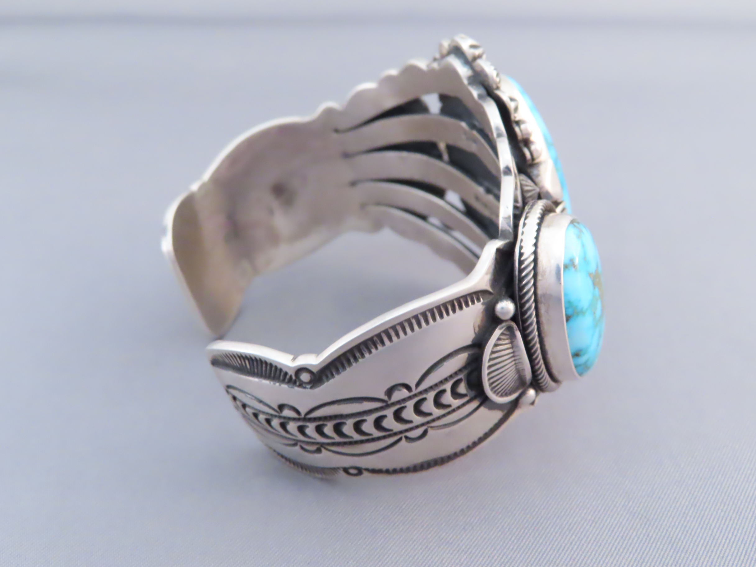 Sterling Cuff Bracelet with Turquoise by Aaron Toadlena