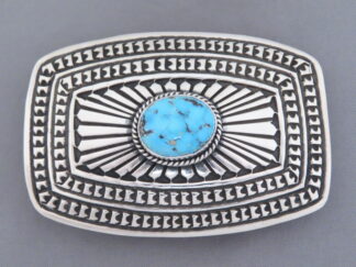 Turquoise & Sterling Silver Belt Buckle by T.O. White