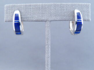 Lapis Inlay Earrings (Smaller ‘Huggies’)